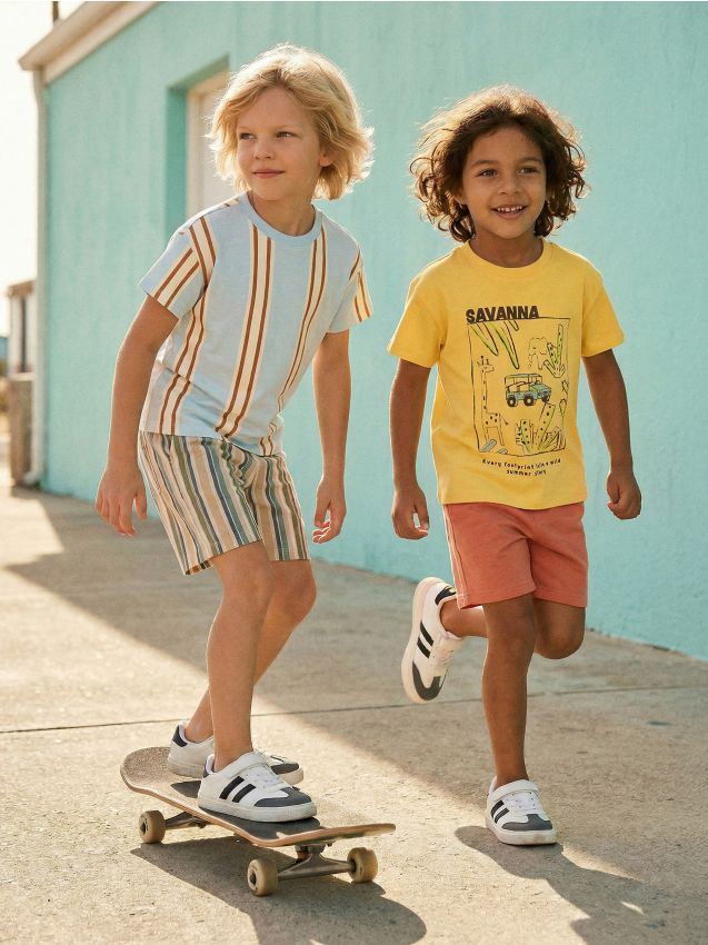 Sinsay - Tricouri din bumbac cu imprimeu 2 buc - galben