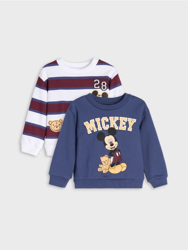 Sinsay - Hanorace crewneck din bumbac 2 pack Mickey Mouse - crem