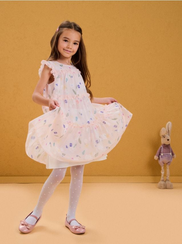 Sinsay - Sukienka babydoll z ozdobnymi falbankami - wielobarwny