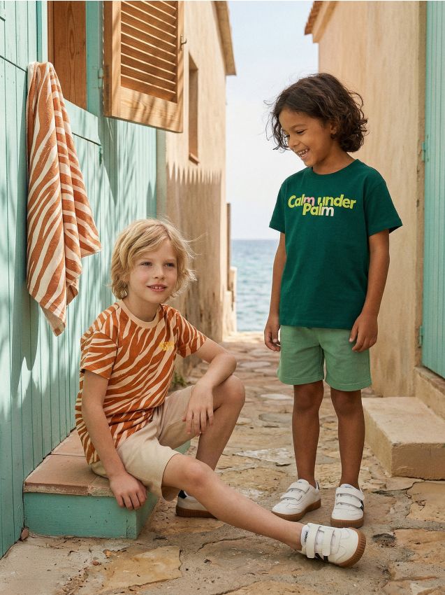 Sinsay - Tricouri din bumbac cu mesaj 2 pack - verde