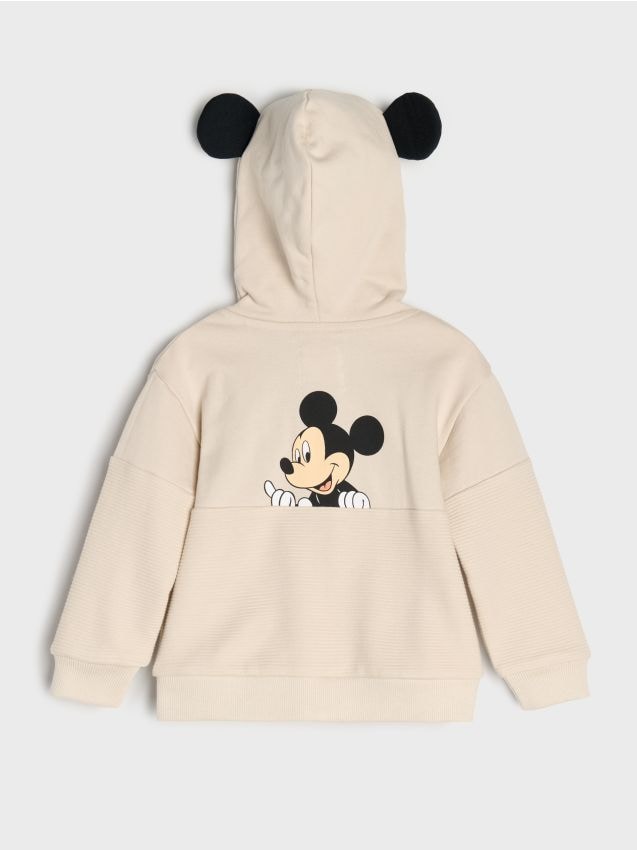 Sinsay - Hanorac cu fermoar și glugă cu elemente 3D Mickey Mouse - bej