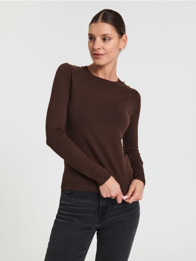 Sweter z ozdobnymi guzikami - SINSAY