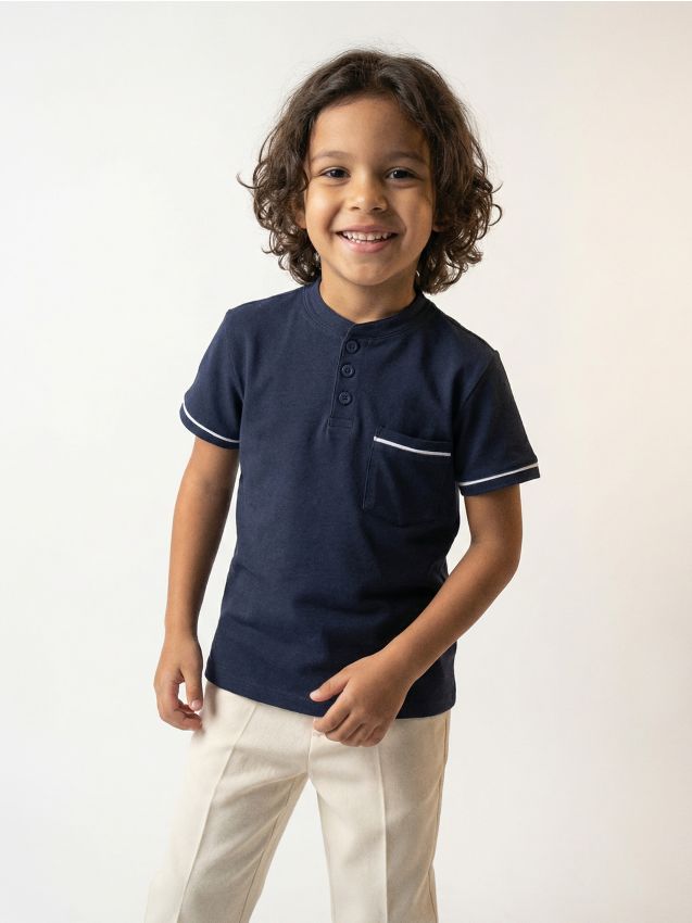 Sinsay - Tricou din bumbac - bleumarin