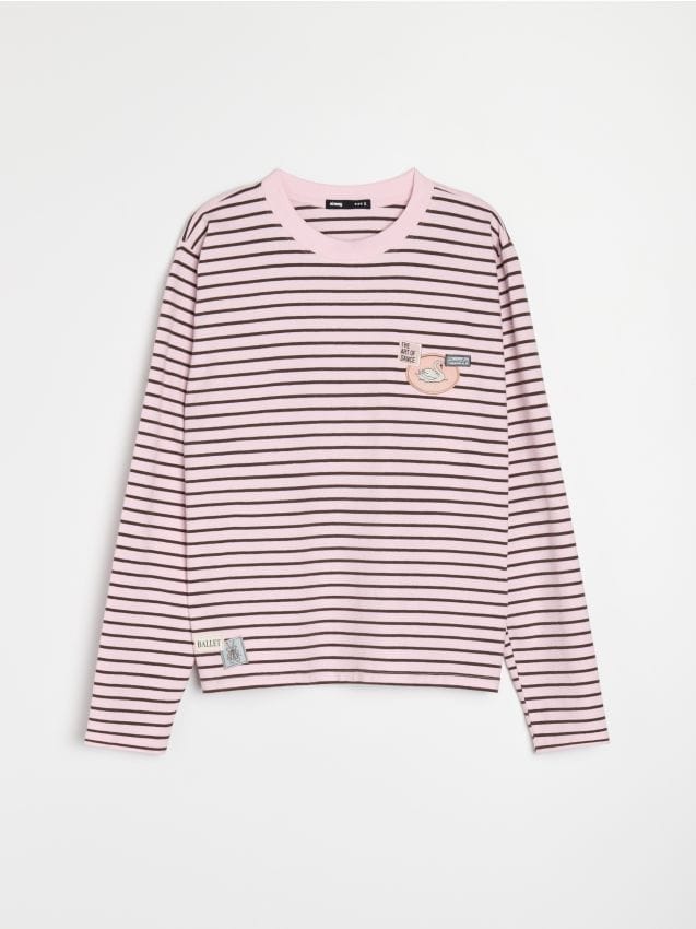 Sinsay - Tricou oversize din bumbac cu dungi - multicolor