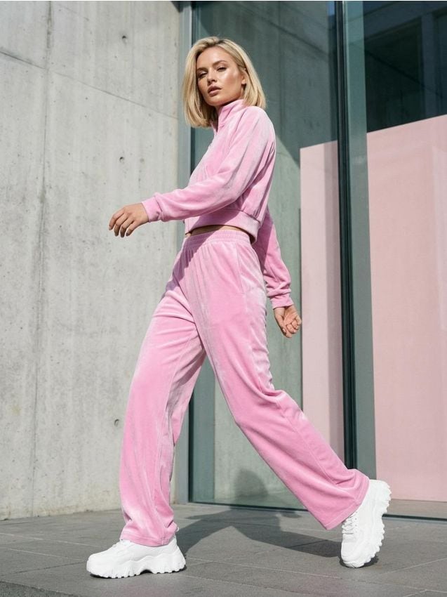 Sinsay - Spodnie straight leg - różowy