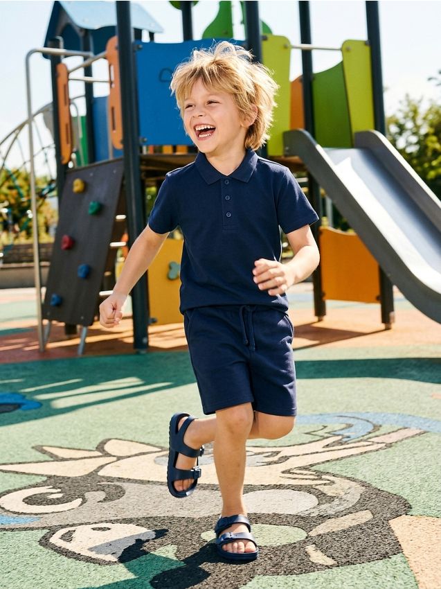 Sinsay - Tricou polo din bumbac - bleumarin