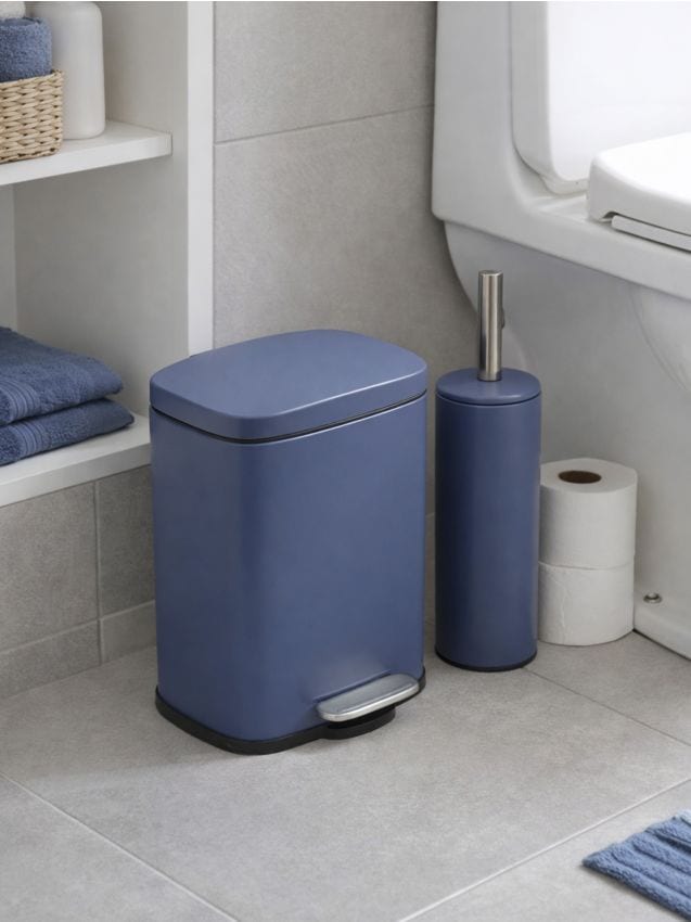 Sinsay - Set coș de gunoi și perie de toaletă - bleumarin