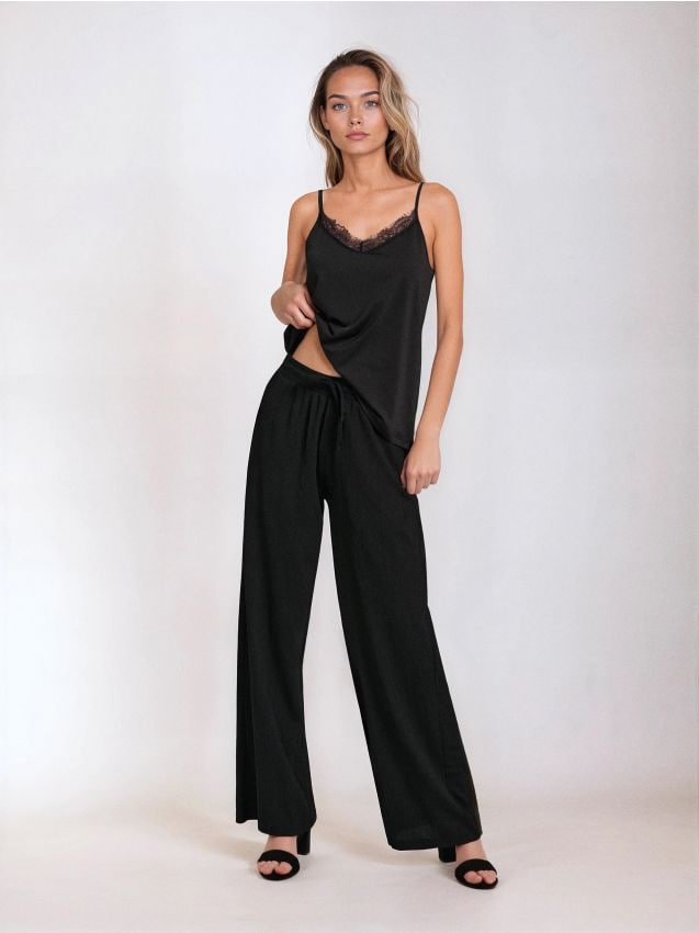 Sinsay - Pantaloni drepti - negru