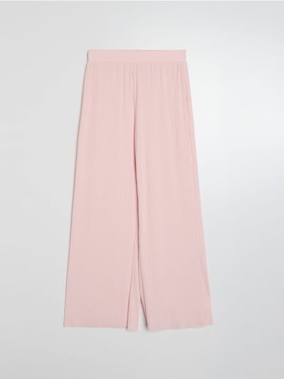 Ριμπ wide leg παντελόνι με ελαστική μέση