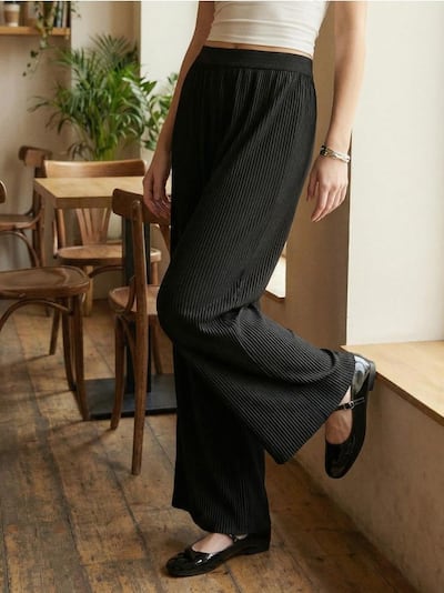 Soonikkoes wide leg püksid elastse vöökohaga