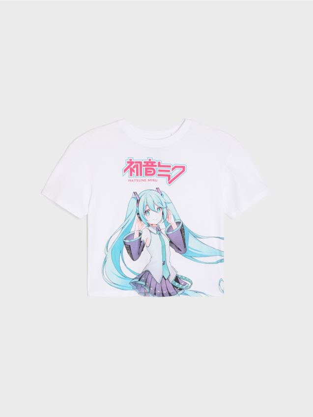 Sinsay - Bavlnené tričko s krátkym rukávom Hatsune Miku - biela