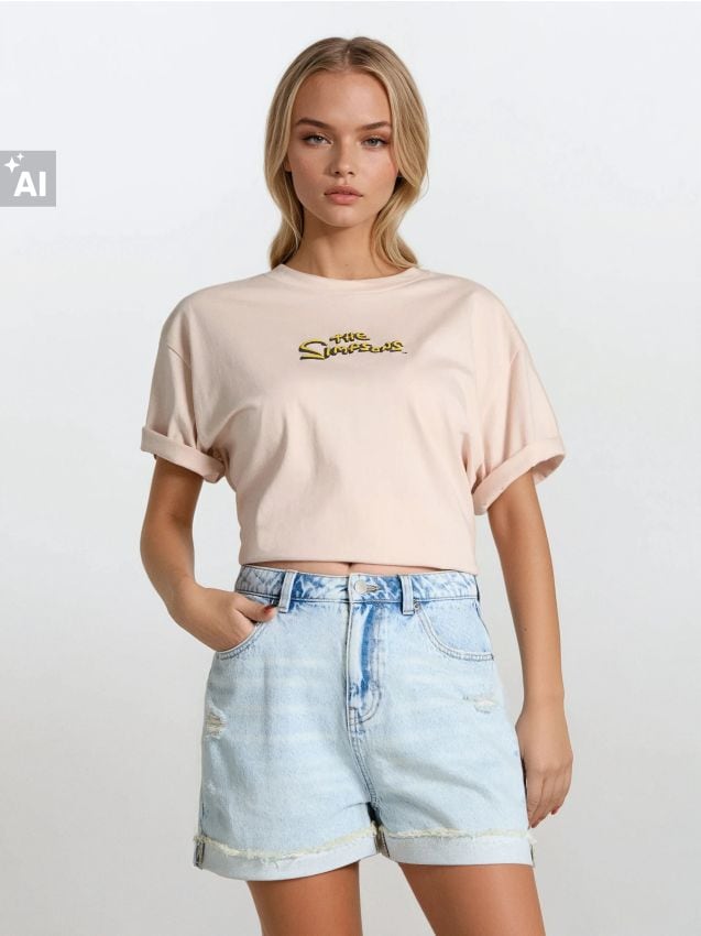 Sinsay - Pantaloni scurți mom, din denim - albastru
