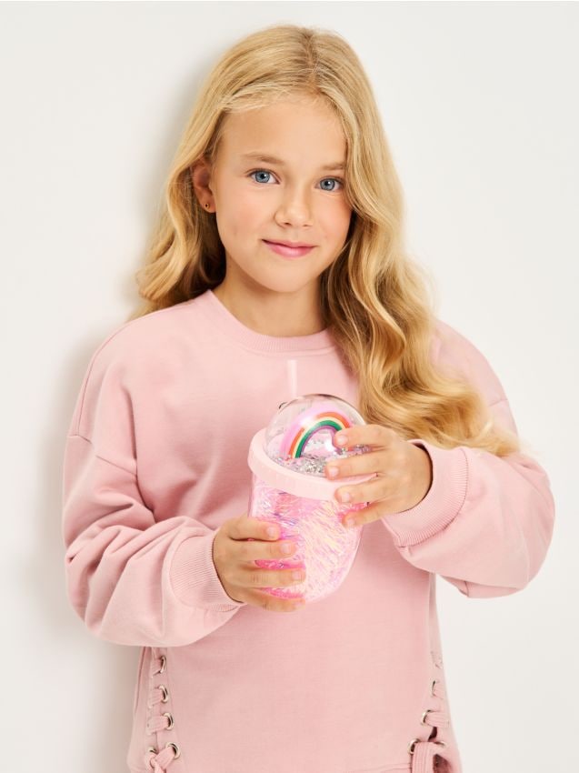 Sinsay - Pohár so slamkou - pastelová ružová