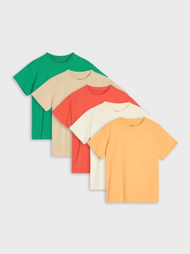 Sinsay - Tricouri din bumbac 5 pack - oranj-mandarină