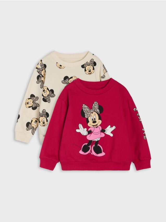 Sinsay - Hanorace din bumbac cu imprimeu 2 pack Minnie Mouse - roșu-hibiscus