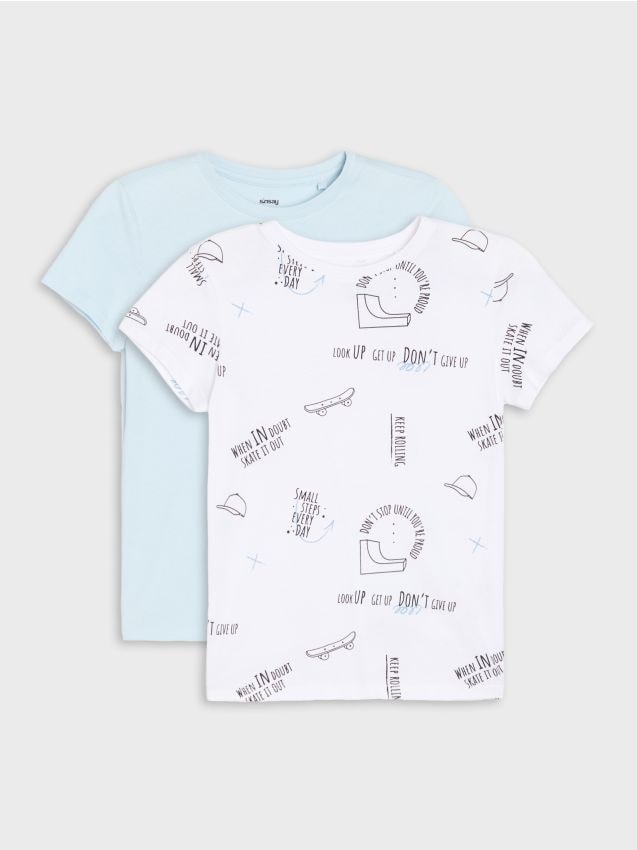 Sinsay - Tricou din bumbac 2 pack - light blue