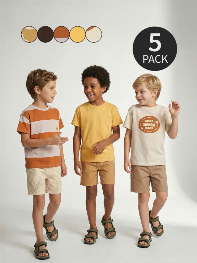 Sinsay - Tricouri din bumbac 5 pack - crem