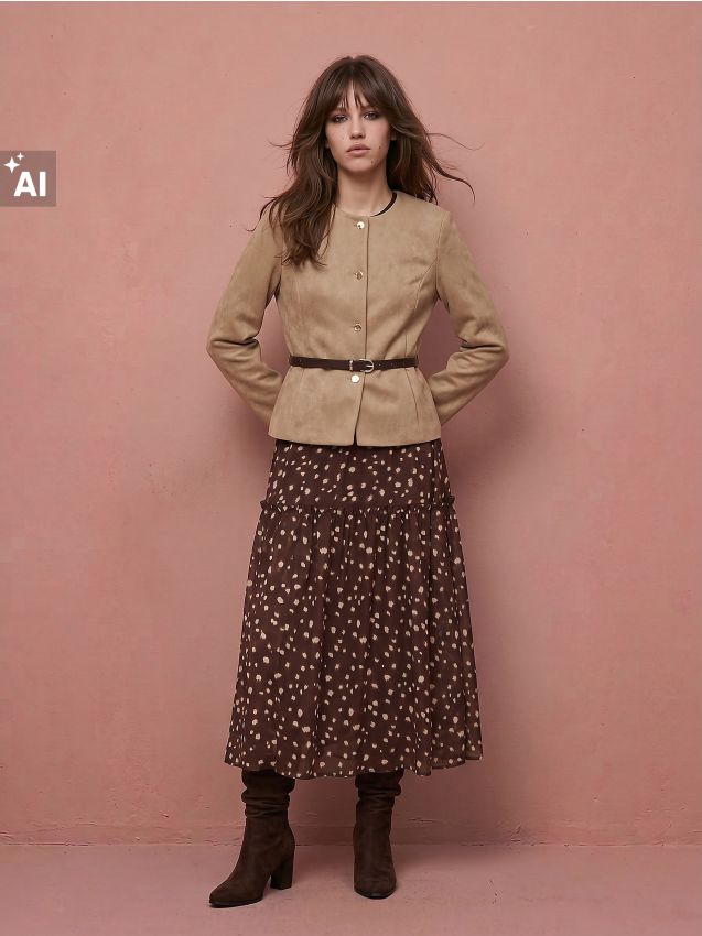 Sinsay - Sacou slim fit cu nasturi decorativi și curea - bej