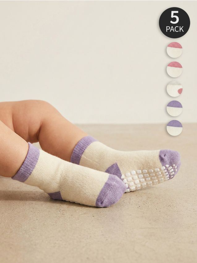 Sinsay - Șosete antiderapante din bumbac, set de 5 - multicolor
