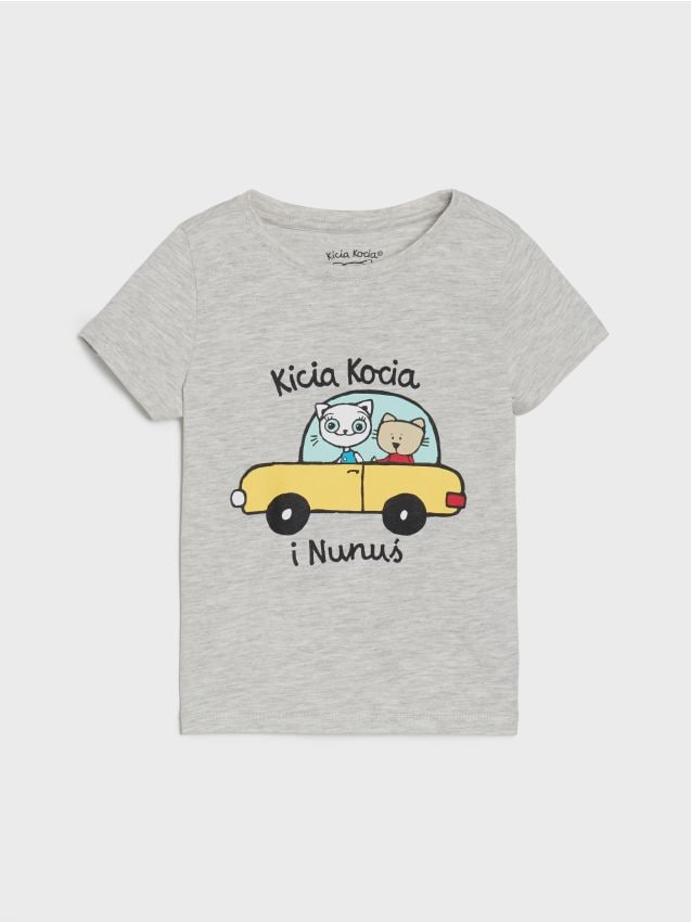 Sinsay - Tričko Kitty Kotty - svetlošedá
