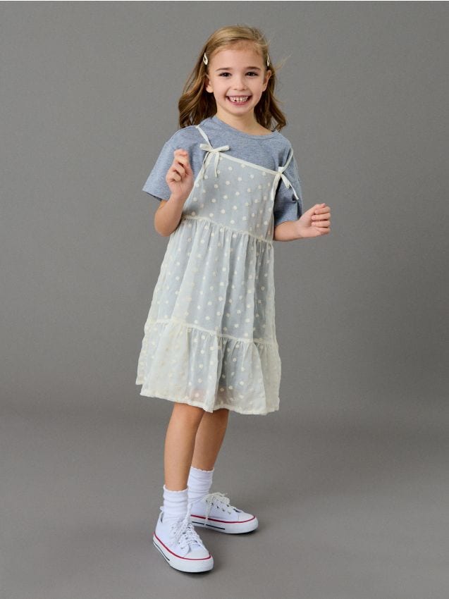 Sinsay - Rochie babydoll cu tul decorativ - gri-închis