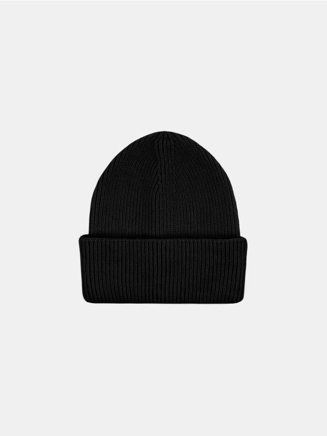 Sinsay - Čiapka beanie z prúžkovaného úpletu - čierna