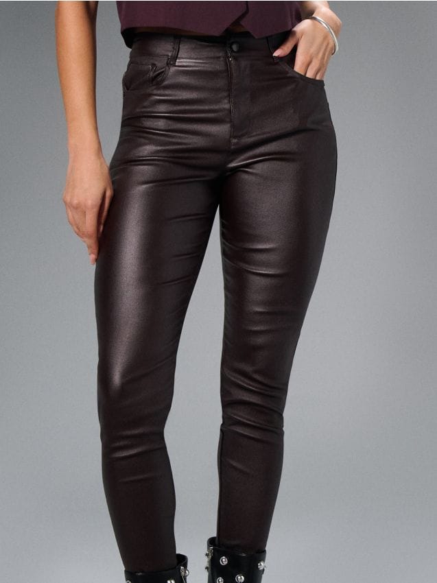 Sinsay - Nohavice z eko kože - popolavo hnedá