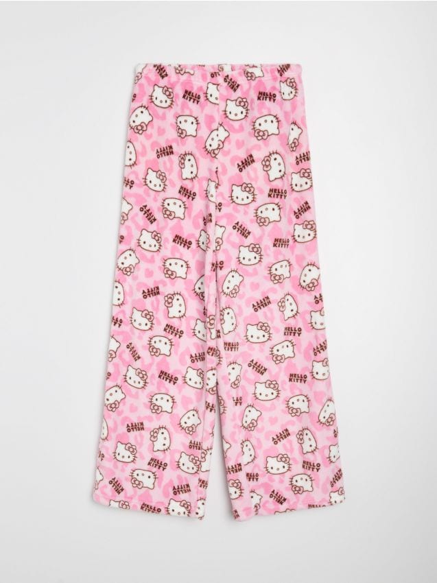 Sinsay - Spodnie polarowe wide leg Hello Kitty - różowy