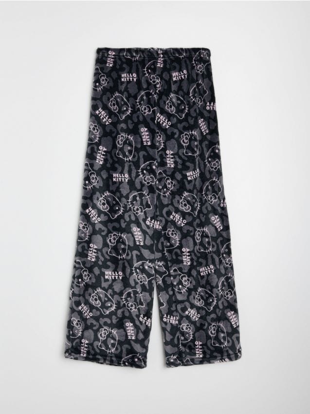 Sinsay - Spodnie polarowe wide leg Hello Kitty - czarny