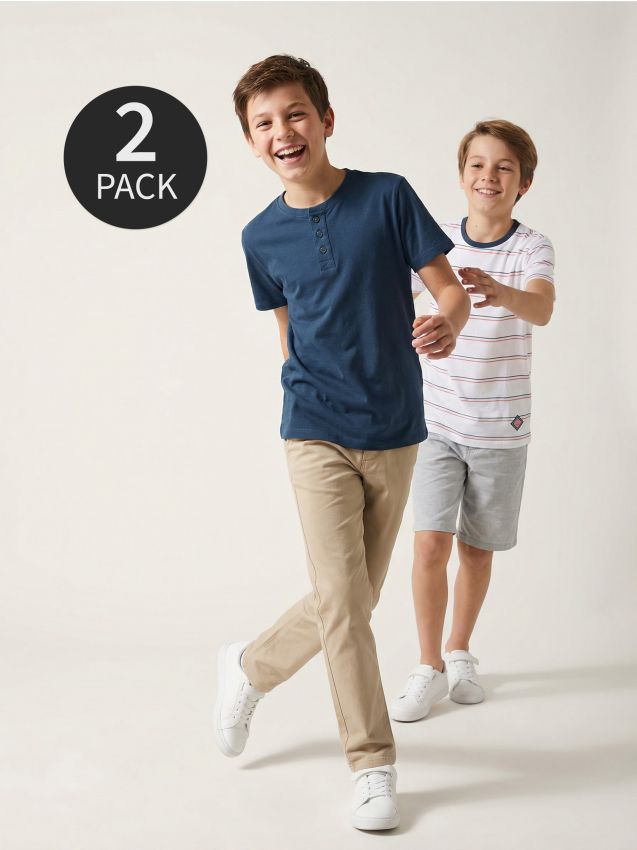 Sinsay - Tricouri din bumbac 2 pachet - bleumarin