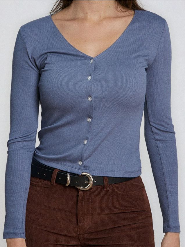 Sinsay - Rebrovaná blúzka - modrá