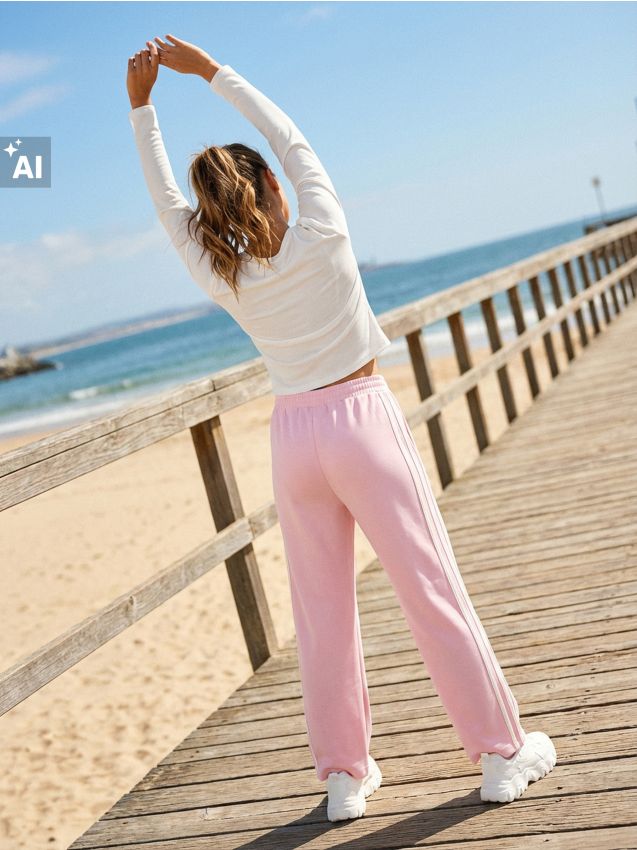 Sinsay - Pantaloni carrot din tricot scuba moale cu dungă laterală - roz