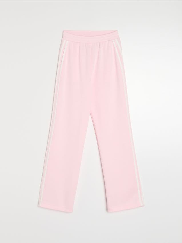 Sinsay - Spodnie carrot z miękkiej dzianiny scuba z lampasem - różowy