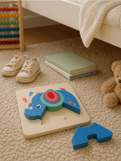 Drewniane puzzle w kształcie słonia