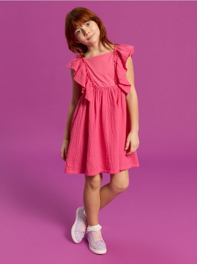 Sinsay - Rochie babydoll - roz-aprins