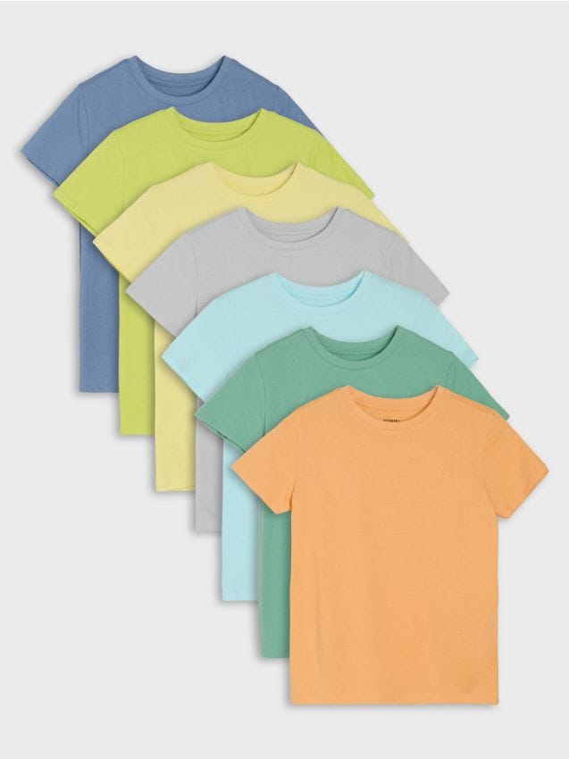 Sinsay - Tricouri din bumbac 7 bucăți - verde-mentă