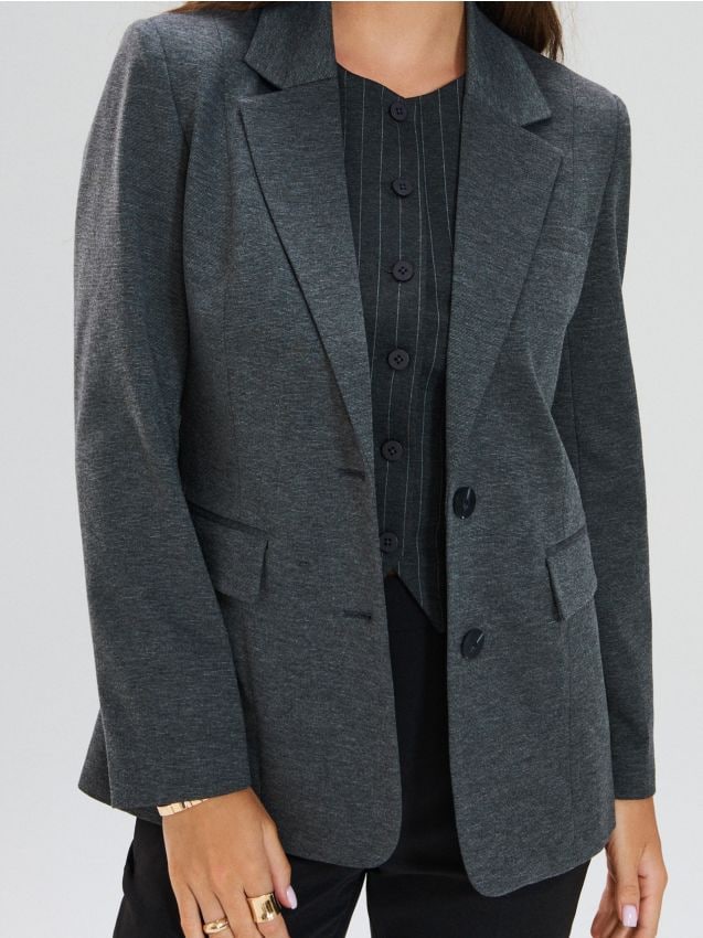 Sinsay Sinsay - Σακάκι από μελανζέ ύφασμα - σκουρο γκρι