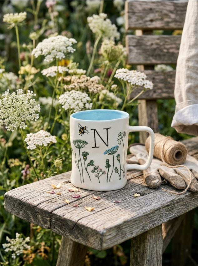 Sinsay - Cană cu design pictat manual - albastru-pal