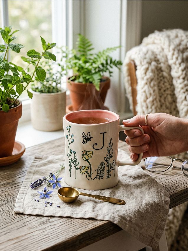 Tazza con design dipinto a mano - pesca