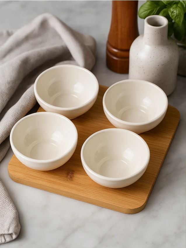 Sinsay - Podnos na servírovanie so štyrmi miskami - béžová