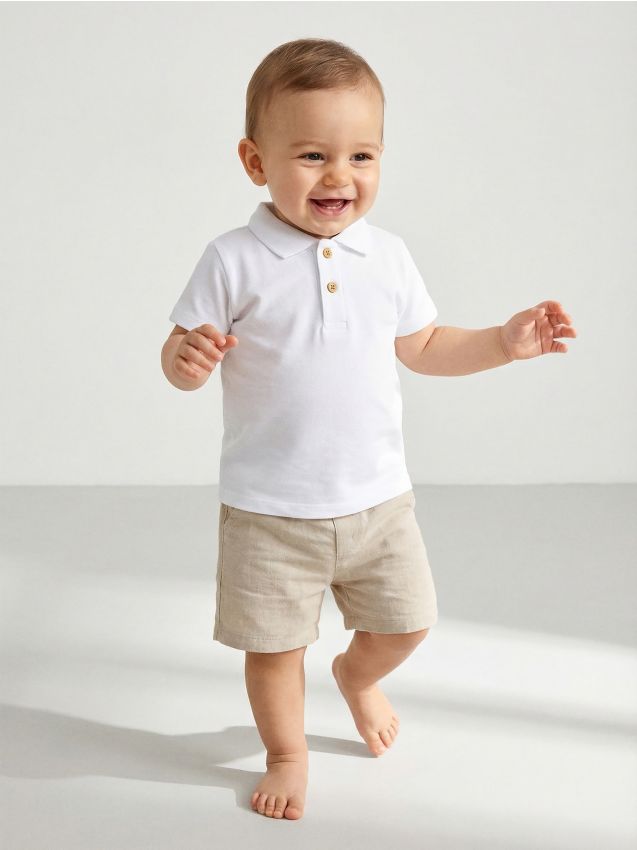 Sinsay - Tricou polo din bumbac - alb