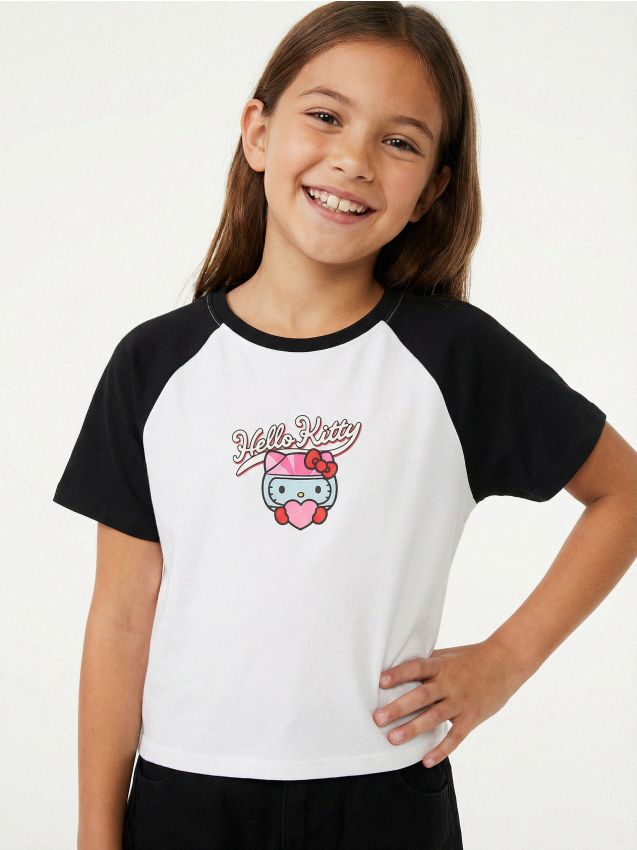 Sinsay - Tricou din bumbac cu imprimeu Hello Kitty - alb