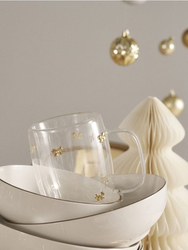 Sinsay - Sklenený hrnček s mašľami - clear