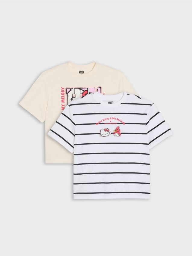Sinsay - Tricouri din bumbac cu imprimeu 2 buc Hello Kitty and Friends - multicolor