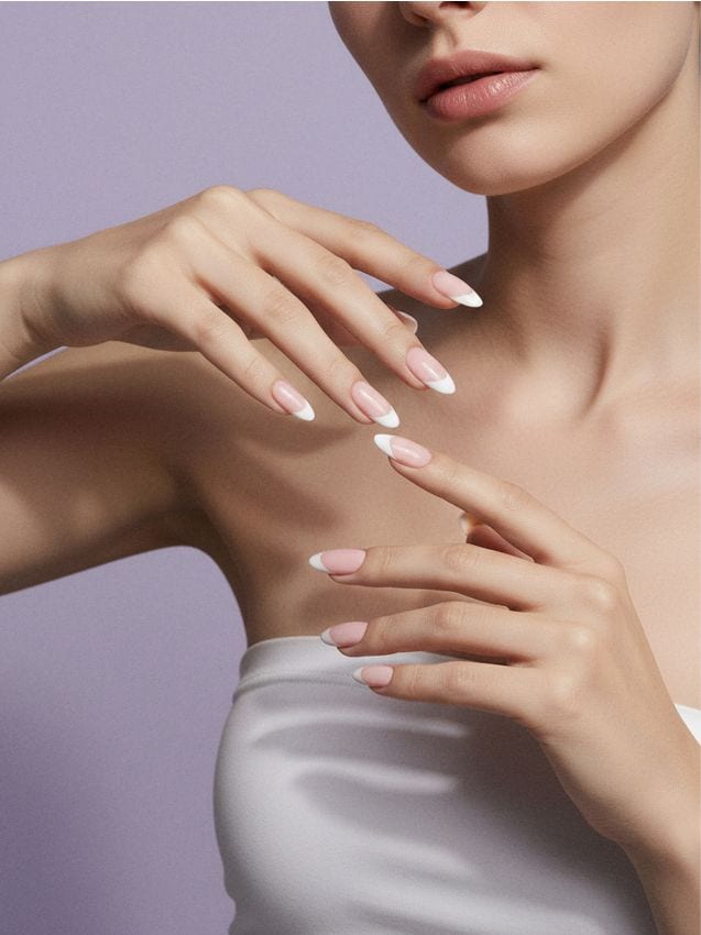 Sinsay - Umelé nechty v tvare mandlí french 24 pack - pastelová ružová