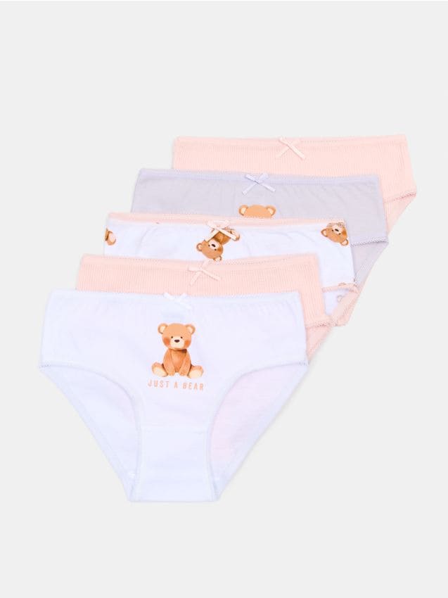 Sinsay - Bawełniane majtki z misiem 5 pack - wielobarwny
