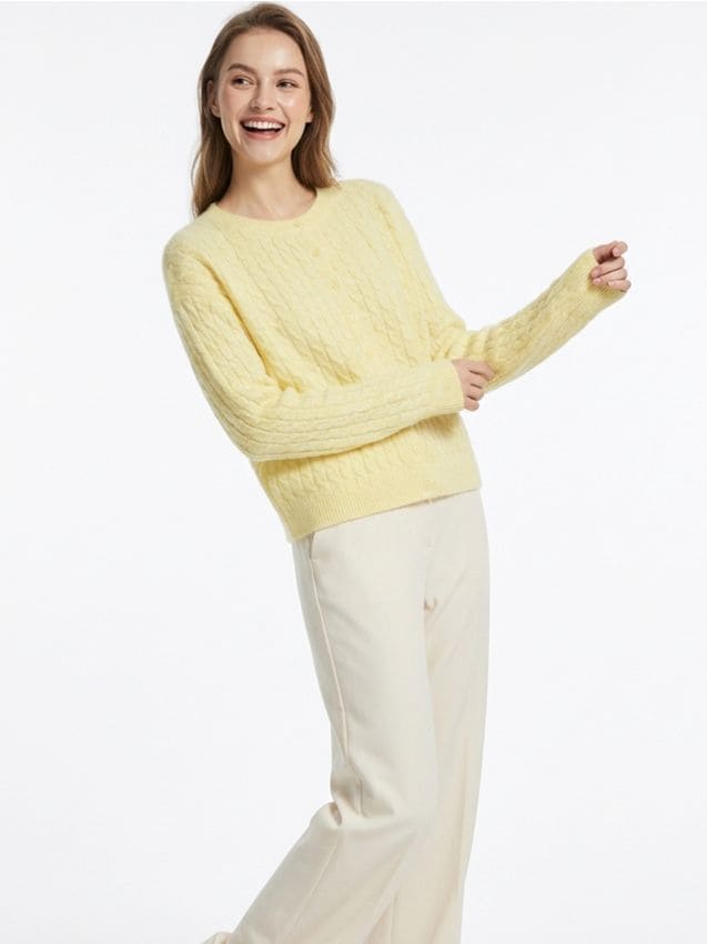 Sinsay - Cardigan cu model tricotat decorativ - galben-deschis