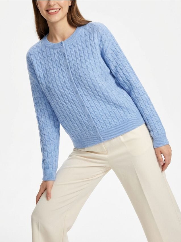 Sinsay - Kardigan z dekoracyjnym splotem - niebieski