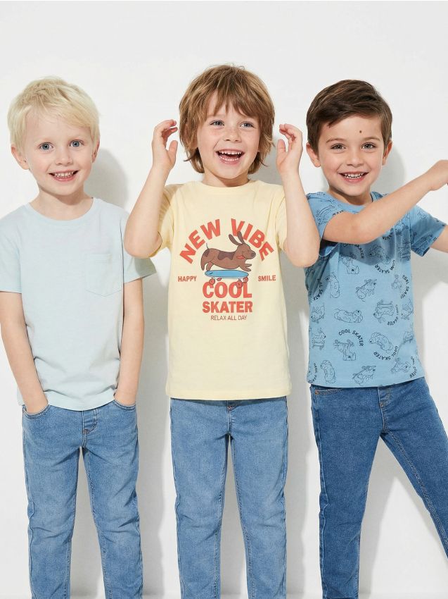 Sinsay - Tricouri din bumbac 3 pack - crem