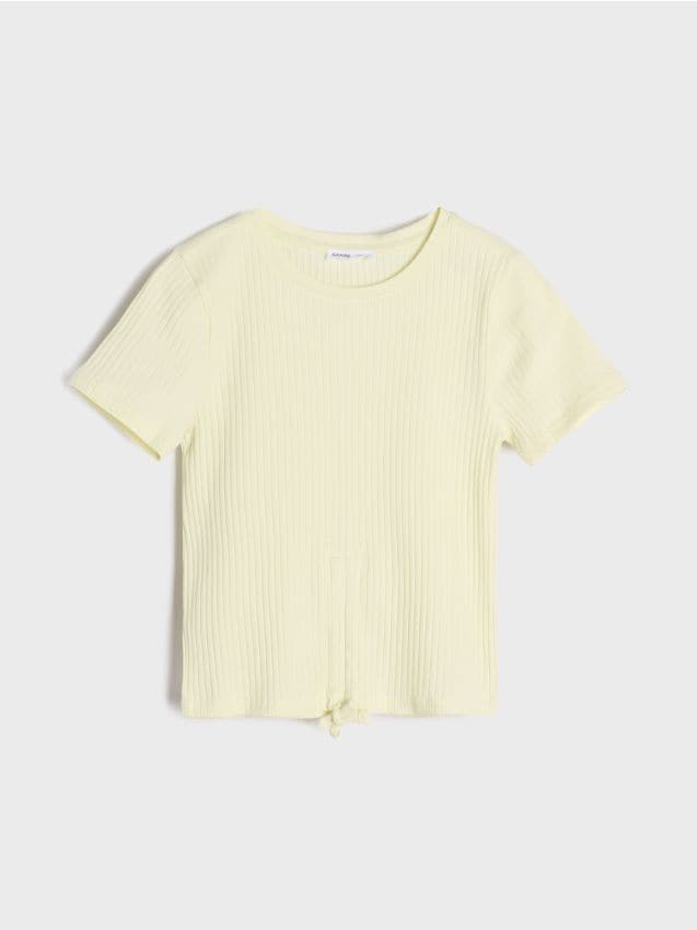Sinsay - Tricou Cu Volane - galben